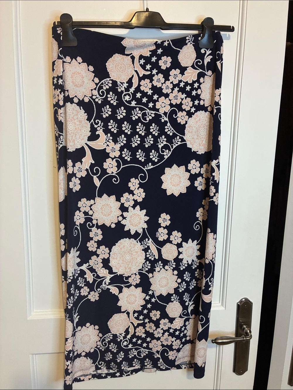 NYCC Navy and Blush Floral Maxi Skirt - Women's Casual Elegant Skirt 👵MT